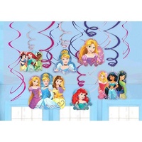 Disney Princess Party Supplies Dream Big - Hanging Swirl Decorations 12 Pack