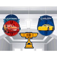 Disney Cars 3 Party Supplies Honeycomb Hanging Decorations