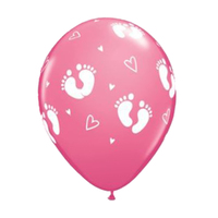 Baby Shower Pink Footprints Latex Balloon 25 Pack