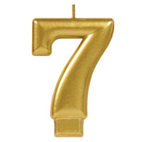 Party Supplies Gold Metallic Number Candle [Number: 7]