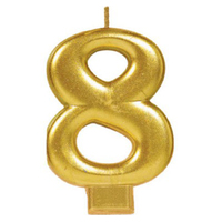 Party Supplies Gold Metallic Number Candle [Number: 8]