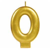 Party Supplies Gold Metallic Number Candle [Number: 0]