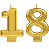 Party Supplies Gold Metallic Number Candle [Number: 18]
