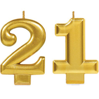 Party Supplies Gold Metallic Number Candle [Number: 21]