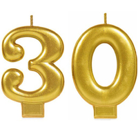 Party Supplies Gold Metallic Number Candle [Number: 30]