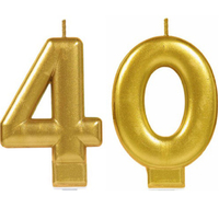Party Supplies Gold Metallic Number Candle [Number: 40]