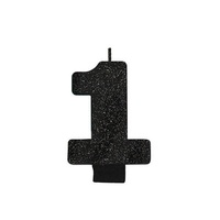 Party Supplies Black Glitter Number Candle [Number: 1]