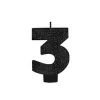 Party Supplies Black Glitter Number Candle [Number: 3]