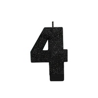 Party Supplies Black Glitter Number Candle [Number: 4]