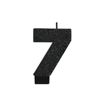 Party Supplies Black Glitter Number Candle [Number: 7]
