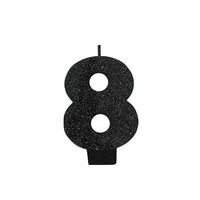 Party Supplies Black Glitter Number Candle [Number: 8]