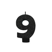 Party Supplies Black Glitter Number Candle [Number: 9]