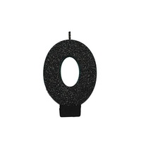 Party Supplies Black Glitter Number Candle [Number: 0]