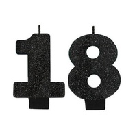 Party Supplies Black Glitter Number Candle [Number: 18]