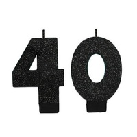 Party Supplies Black Glitter Number Candle [Number: 40]