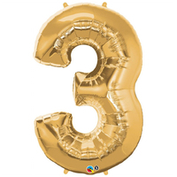 Gold Number Foil Balloons 86cm [Number: 3]