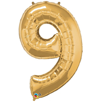 Metallic Gold Number Foil Balloons 86cm ( Number 9 )