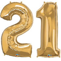 Metallic Gold Number Foil Balloons 86cm ( Number 21 )