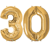 Metallic Gold Number Foil Balloons 86cm ( Number 30 )