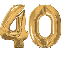 Metallic Gold Number Foil Balloons 86cm ( Number 40 )