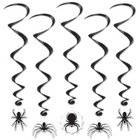 Halloween Party Supplies - Hanging Spider Swirl Decorations 5 Pack