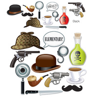 Sherlock Holmes Party Supplies - Photo Booth Props 12 pack