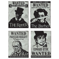 Sherlock Holmes Party Supplies  - Wanted Sign Cutouts 4 pack