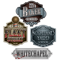 Sherlock Holmes Party Supplies - Decorative Sign Cutouts 4 pack