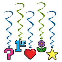 Video Game Party Supplies - 8 Bit Whirl Decorations 5 Pack