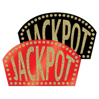 Casino Party Supplies - Glittered Jackpot Sign Cutouts Red or Black