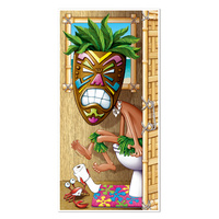 Hawaiian Luau Party Supplies Tiki Man Restroom Door Cover