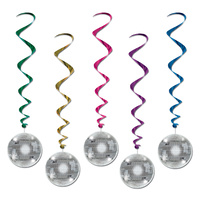 Hollywood Party Supplies - Disco Ball Swirl Decorations 5 Pack