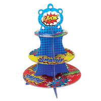 Superhero Slogans Party Supplies - 3 Tier Cupcake Stand