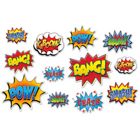 Superhero Slogans Party Supplies - Action Sign Cutouts 12 pack