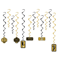 20's Hollywood Gatsby Party Supplies - Swirl Decorations 12 Pack