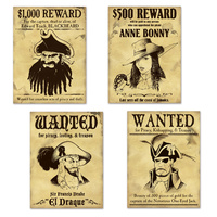 Pirate Party Supplies Wanted Sign Cutouts 4 pack