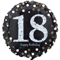 18th Birthday Party Supplies Black Sparkling Foil Balloon