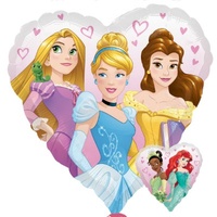 Disney Princess Dream Big Party Supplies - Heart Shaped 2 sided Foil Balloon