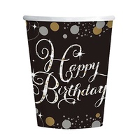 Birthday Party Supplies Sparkling Black Cups 8 Pack