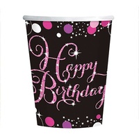 Birthday Party Supplies Sparkling Pink Cups 8 Pack