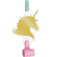 Unicorn Sparkle Party Supplies Blow Outs with medallions 8 pack