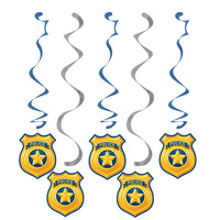 Police Party Supplies - Hanging Whirls Decorations 5 pack