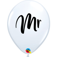 Mr - White & Black Latex Balloon 28cm Approx.