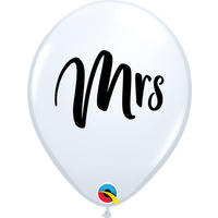 Mrs - White & Black Latex Balloons 28cm Approx.