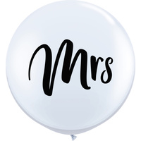 Wedding Party Supplies - Mrs White & Black Balloon 3 FOOT 90cm Approx!! GIANT BALLOON