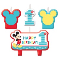 Mickey Mouse Party Supplies - 1st Birthday Candle Set 4 Piece