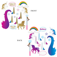 Unicorn Party Supplies Glittered Photo Booth Fun Signs 16 pack