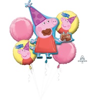 Peppa Pig Party Supplies - 5 Balloon Birthday Bouquet
