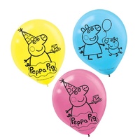 Peppa Pig Party Supplies - Latex Balloons 6 Pack