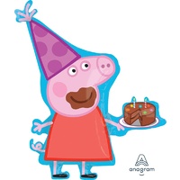 Peppa Pig Party Supplies - Super Shape Foil Balloon Peppa holding Cake